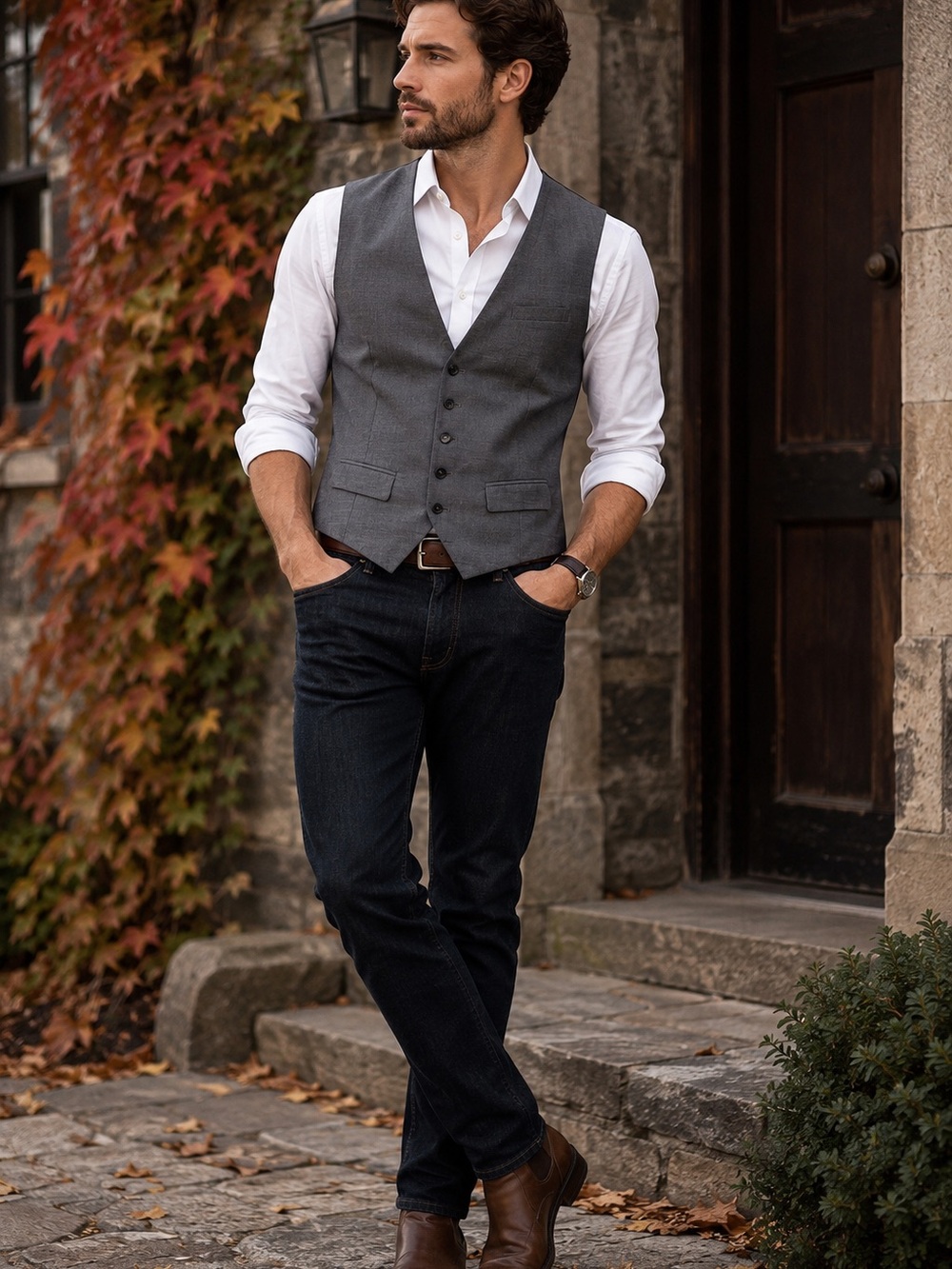 GUESS, Jeans Men’s Gray Tailored Vest / Waistcoat, 1920s Gatsby Flapper Vibes!